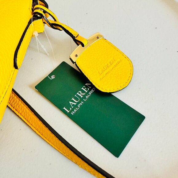 LAUREN RALPH LAUREN YELLOW ZIP TOP HALF MOON CROSSBODY BAG - Picture 12 of 12